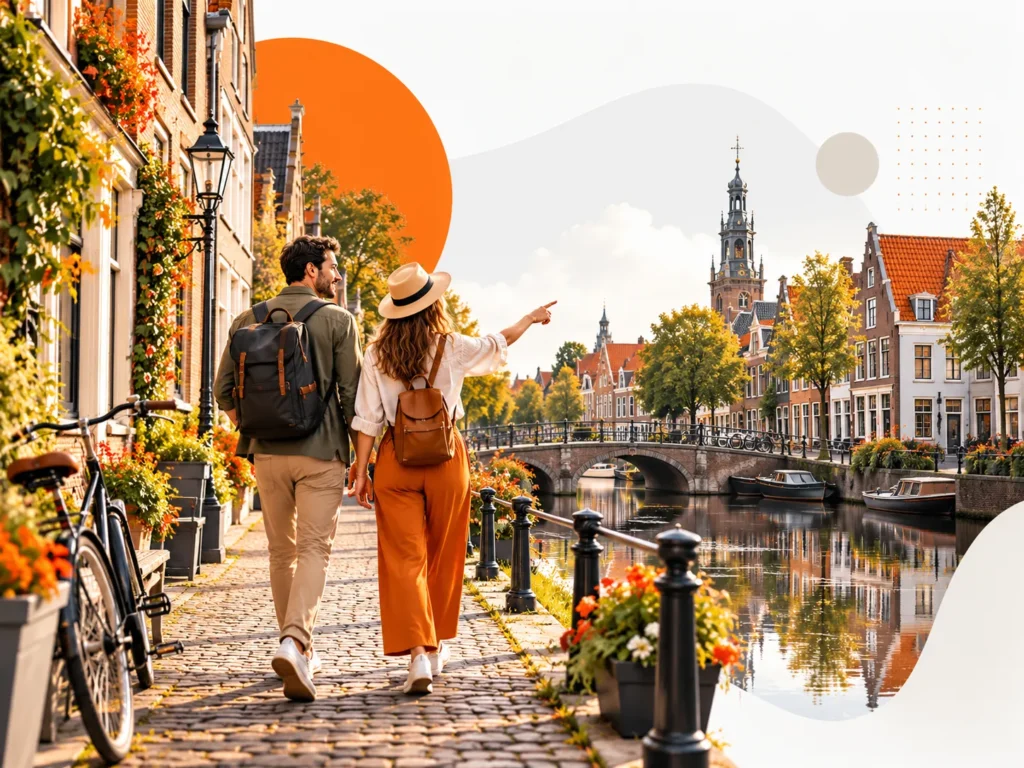 Reizigers ontdekken een sfeervolle Nederlandse grachtenstad tijdens een dagje uit met 1000 Plekken.